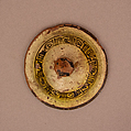 Lid, Stonepaste; white slip under transparent colorless glaze